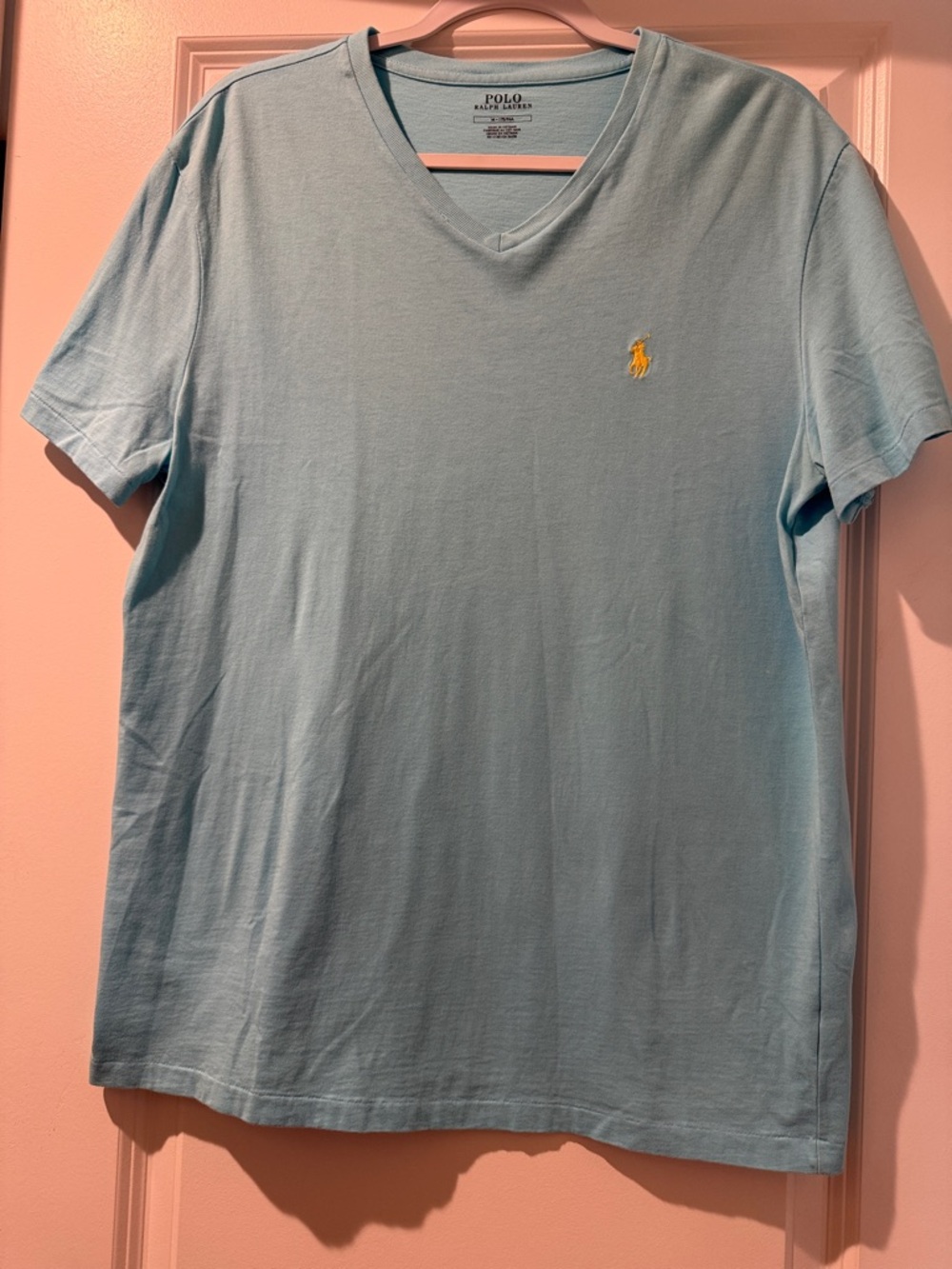 Polo by Ralph Lauren Light Blue V-Neck Tee with Yellow Pony